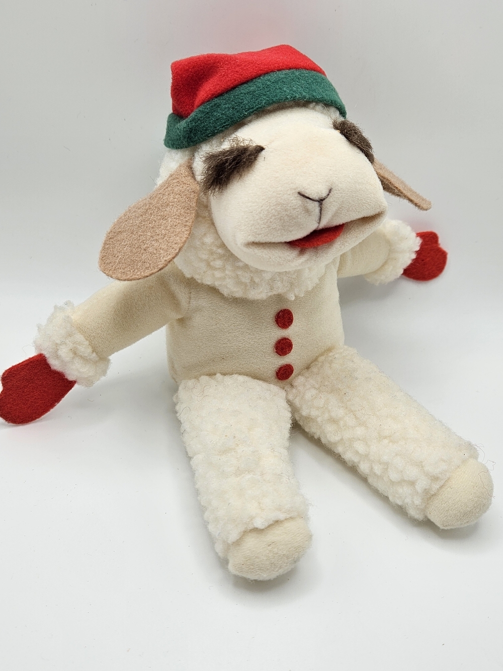 VINTAGE Lamb Chop Santa Hat 9" Plush Toy Stuffed Animal Shari Lewis Christmas